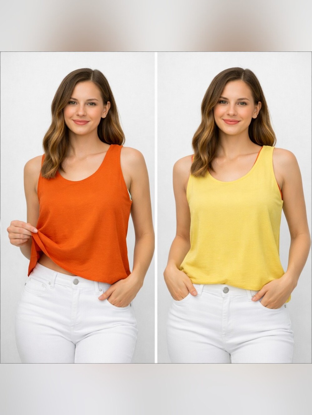 Vintage Reversible Silk Tank Top Orange Yellow Dopamine Casual Chic Boho Summer